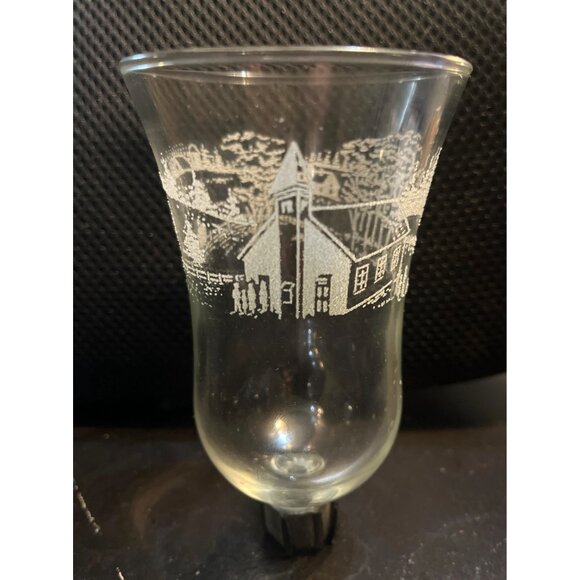 Vtg 4 Home Interiors Etched Glass Votive Candle Cups Winter Church Scene - Picture 2 of 6